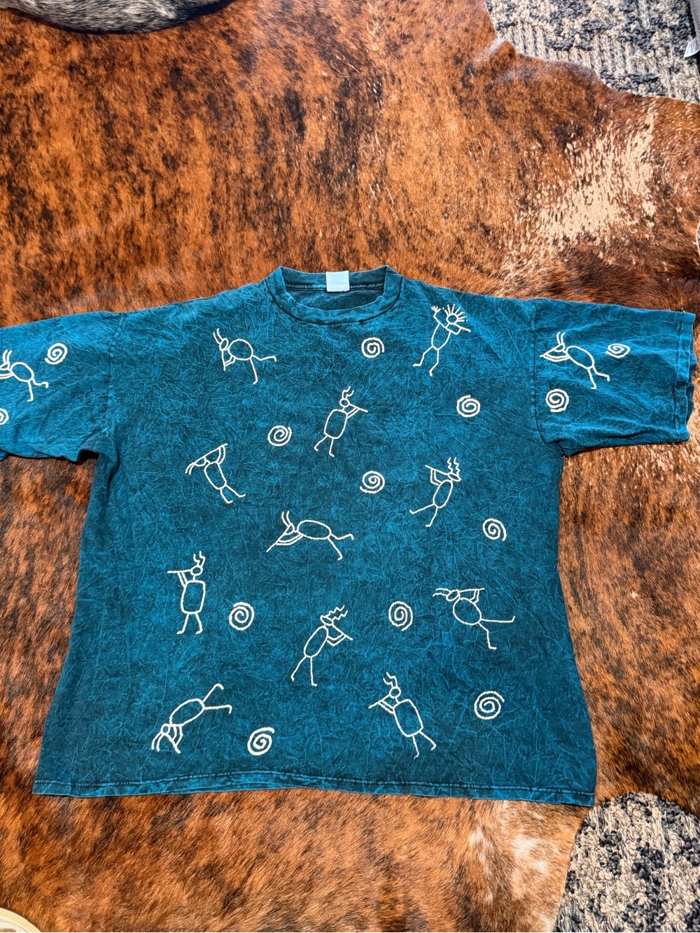 Vtg 80s Miller Acid Wash Kokopelli Tee XXL True Single Stitch Made In U.S.A Real